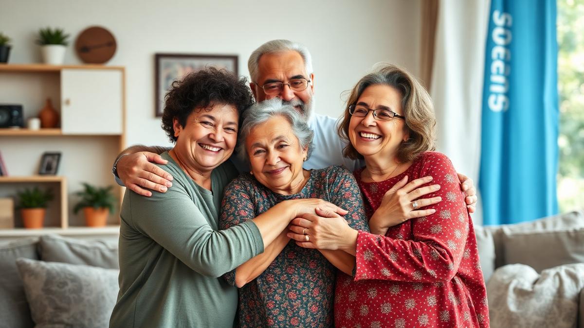 Família brasileira reunida em casa protegida por Seguro de Vida